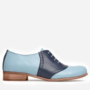 Women's Saddle Shoes, Baby Blue Lace-up shoes, small size, EU 34